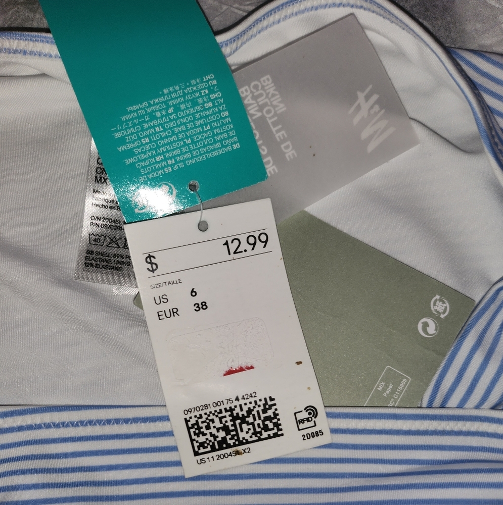 H&M Light Blue Striped Bikini Bottom - Picture 4 of 4